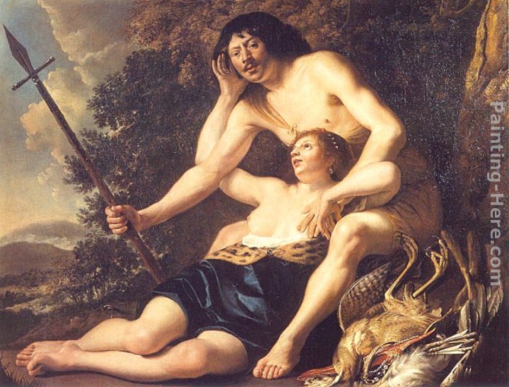 Venus and Adonis painting - Christiaen van Couwenbergh Venus and Adonis art painting